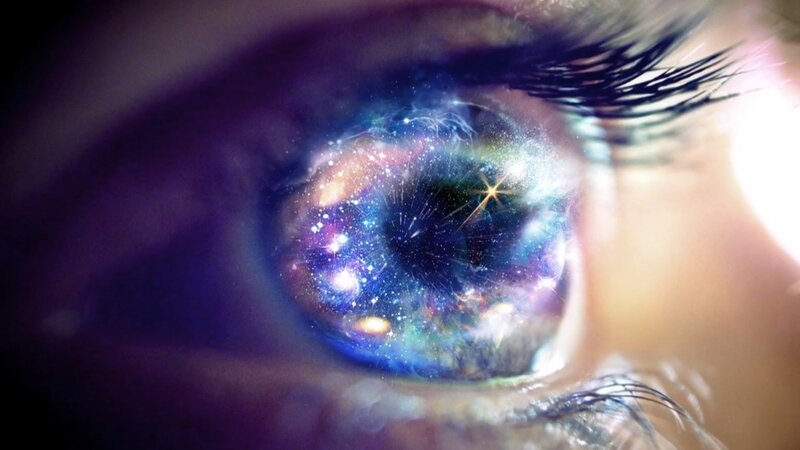 Eye with Galaxy Reflection — Blue
