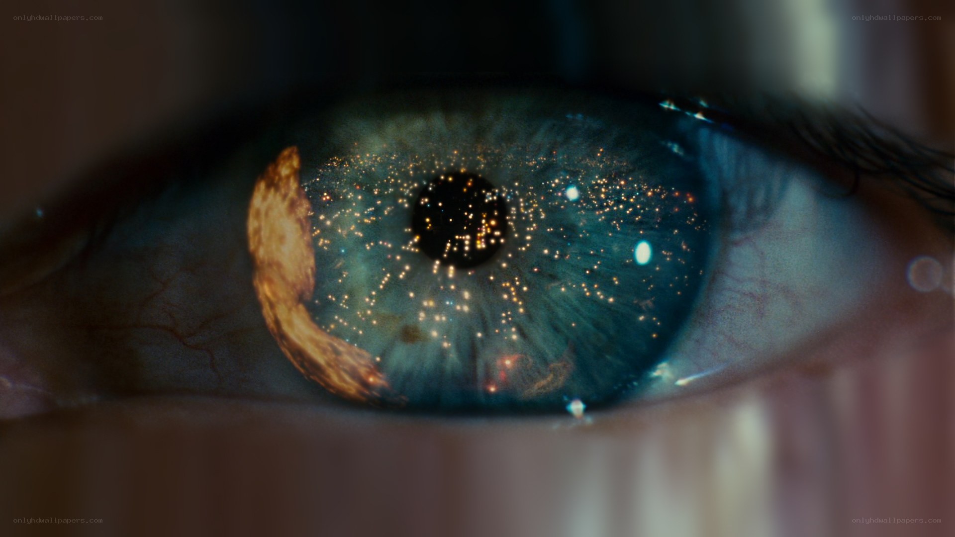 eye with galaxy reflection