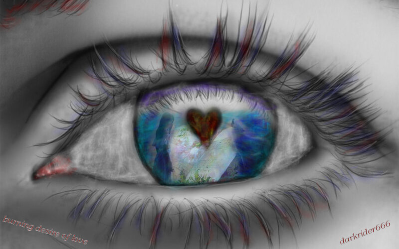 eye with heart reflection