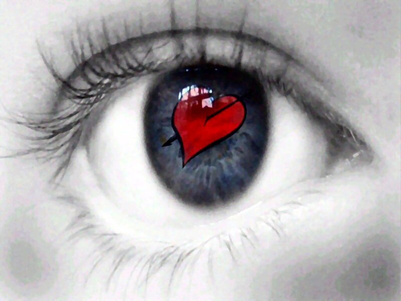 Eye with Heart Reflection — Red