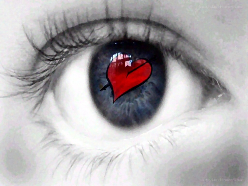 eye with heart reflection