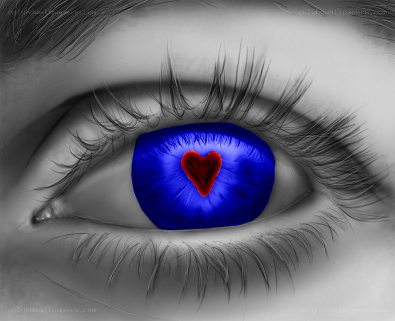 eye with heart-shaped pupil