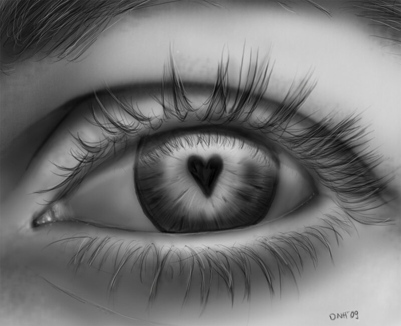 eye with heart-shaped pupil