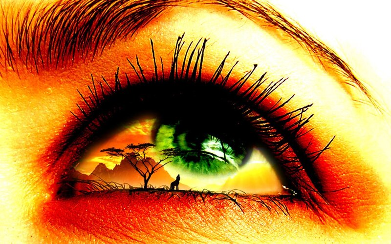 Eye with Landscape Reflection — Orange