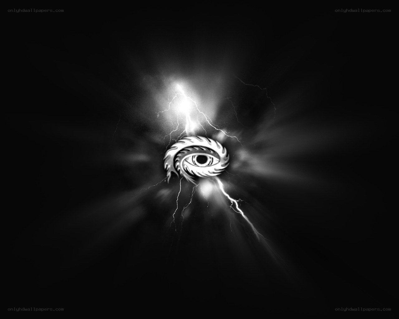 Eye with lightning bolts