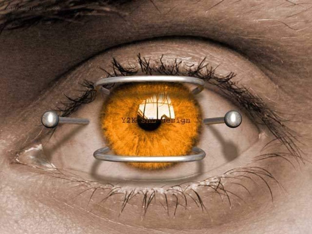 eye with metal rings