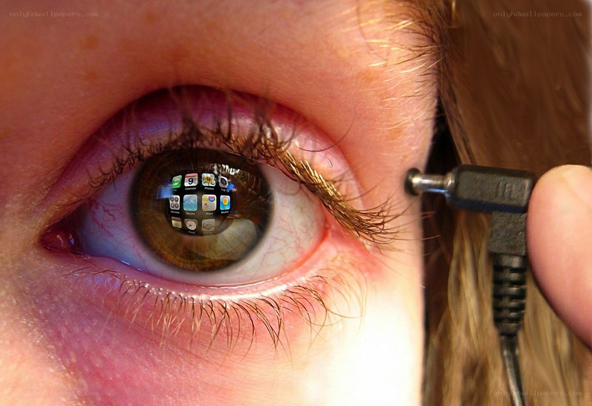 eye with phone reflection