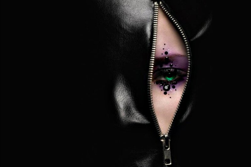 Eye with Purple Makeup — Black