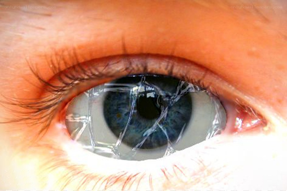 eye with shattered glass effect