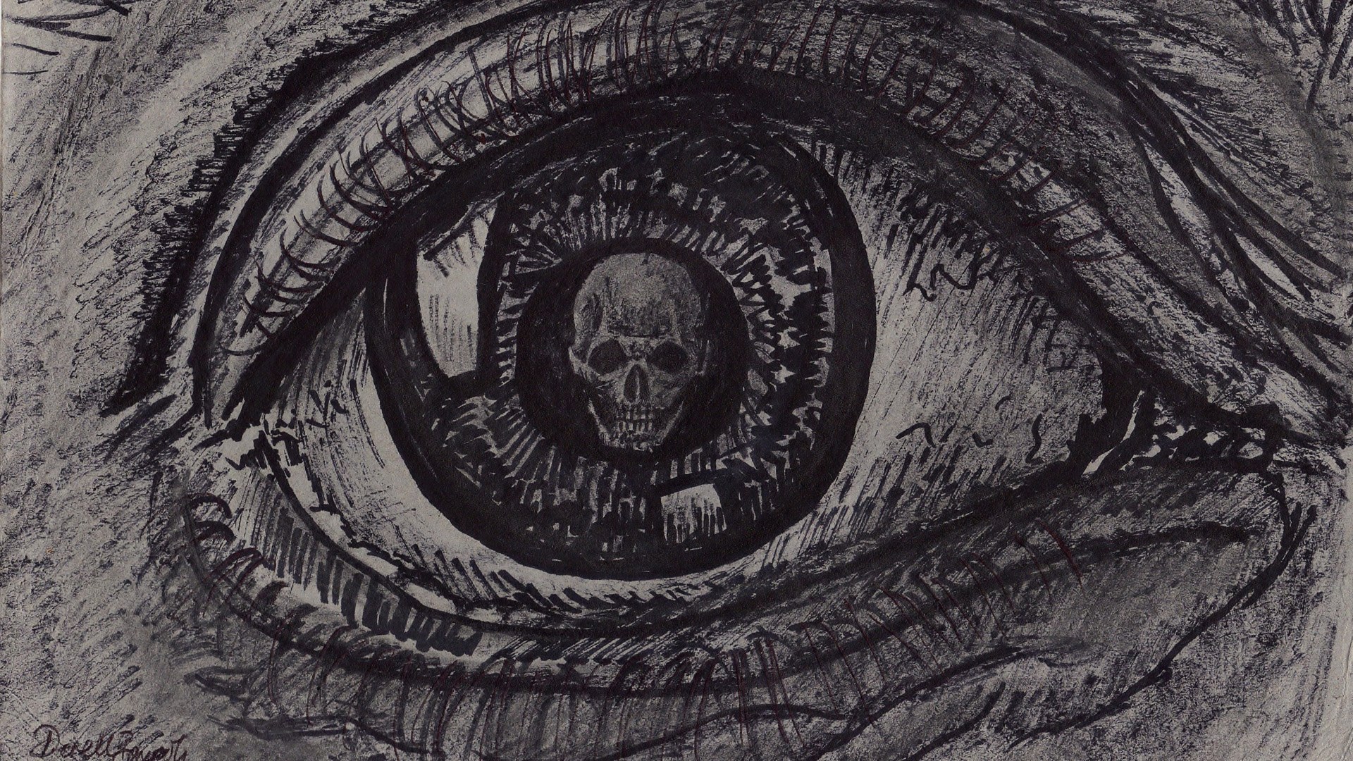 eye with skull in pupil