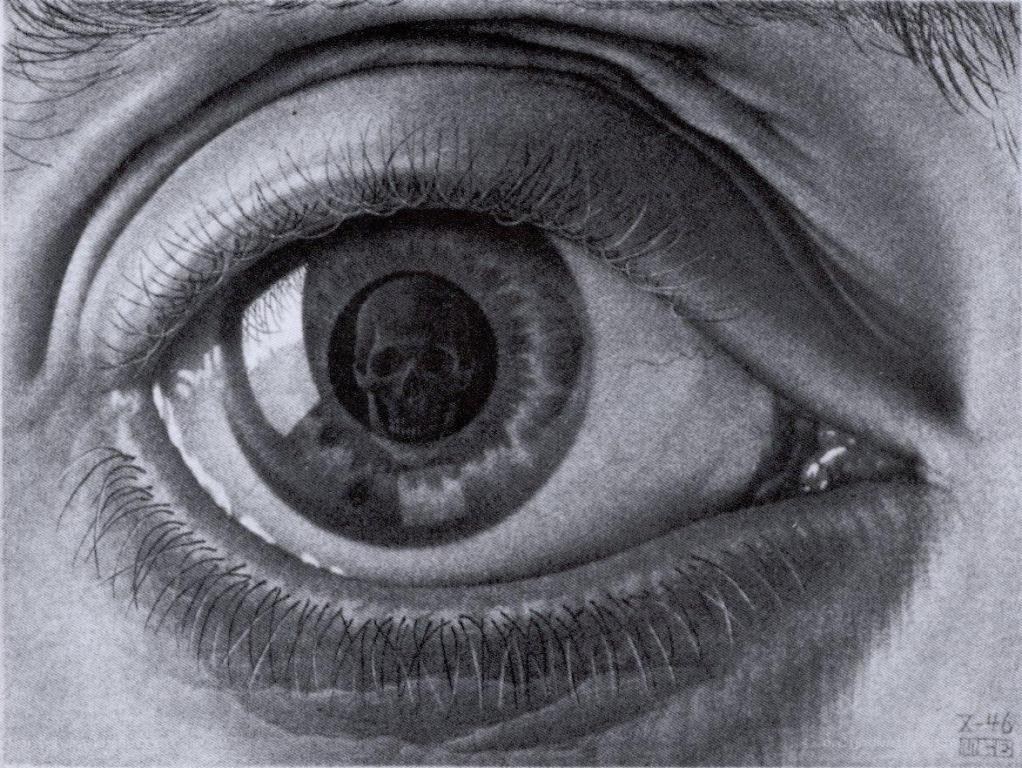eye with skull reflection