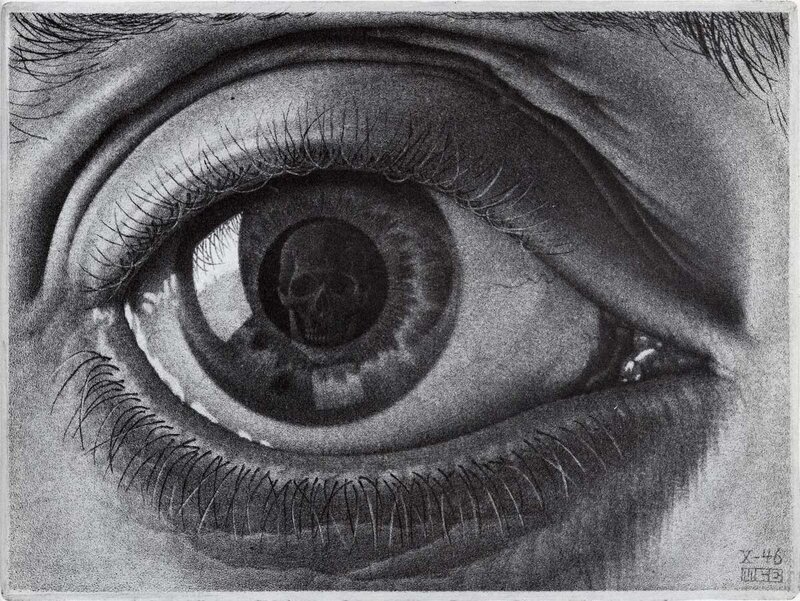 Eye with skull reflection