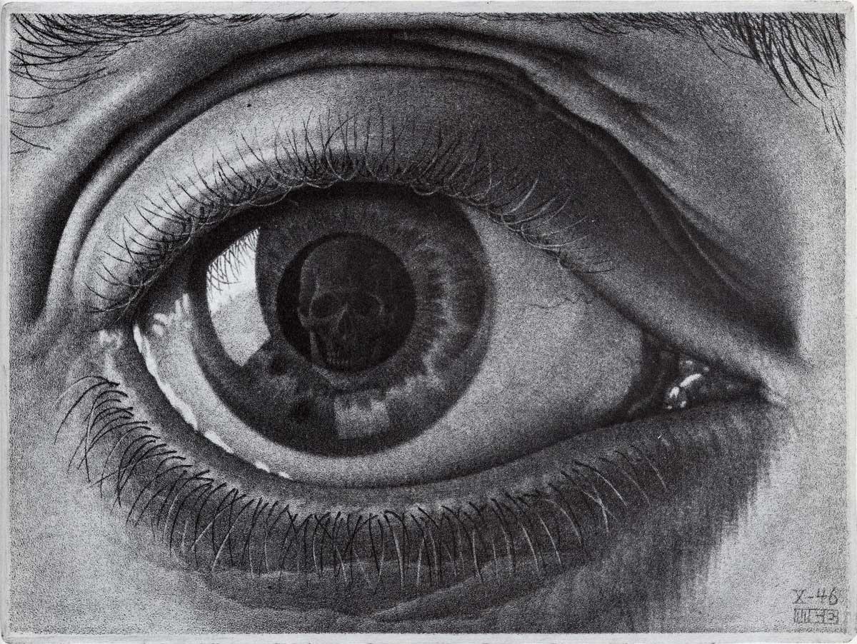 Eye with skull reflection