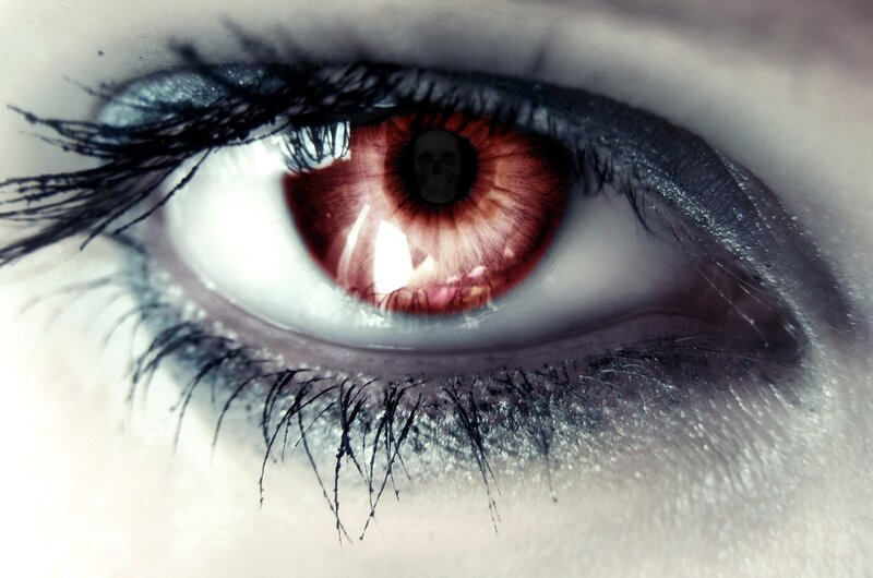 eye with skull reflection