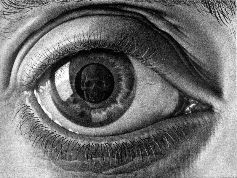 Eye with Skull Reflection — Black, Dramatic