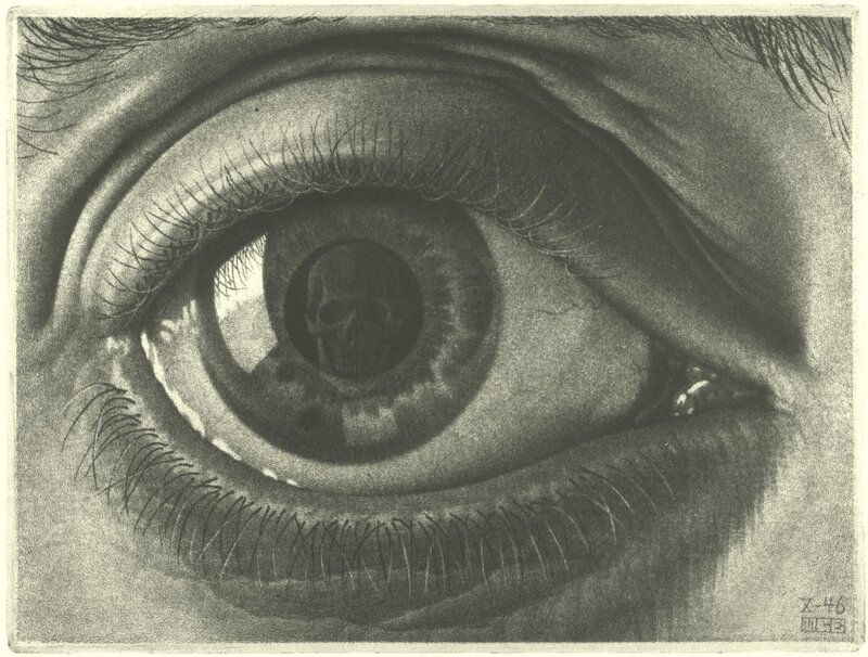 Eye with skull reflection
