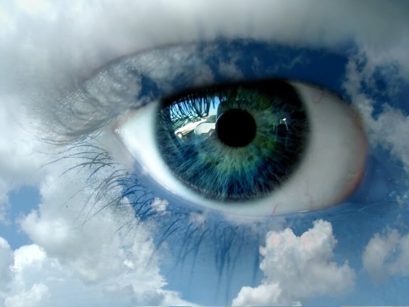 eye with sky reflection