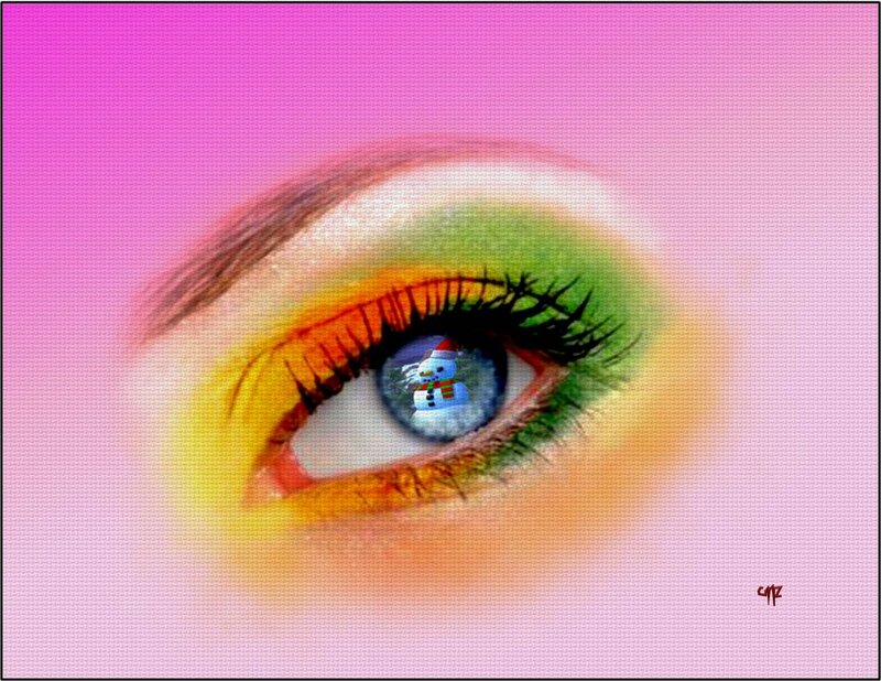 Eye with Snowman Reflection
