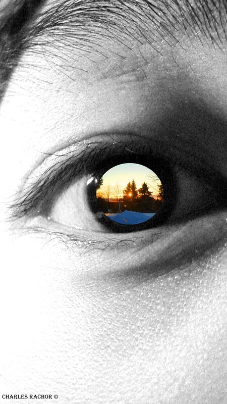 Eye with Sunset Reflection — Black