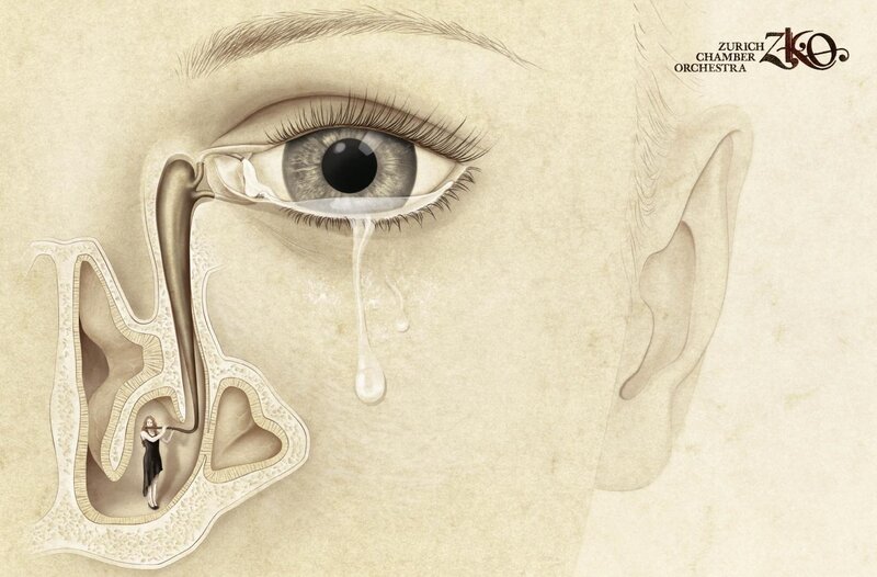 eye with tear and orchestra