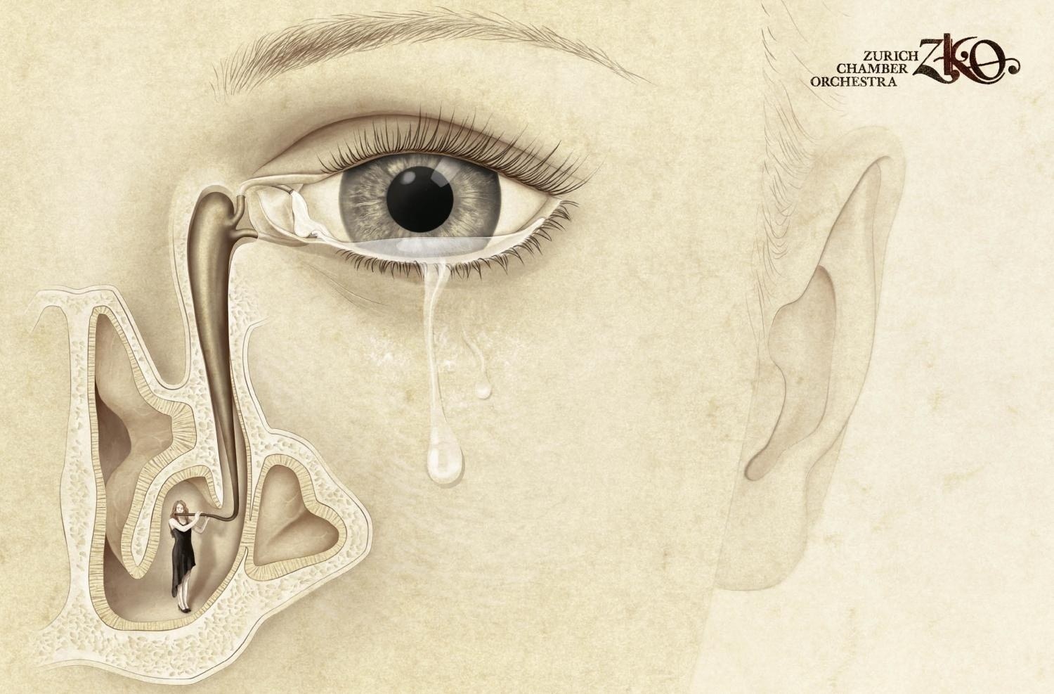 eye with tear and orchestra