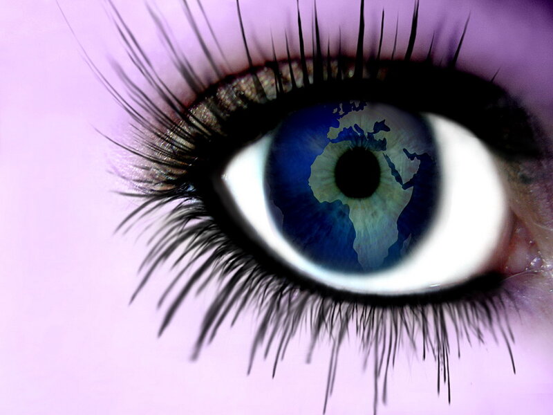 Eye with World Map — Purple
