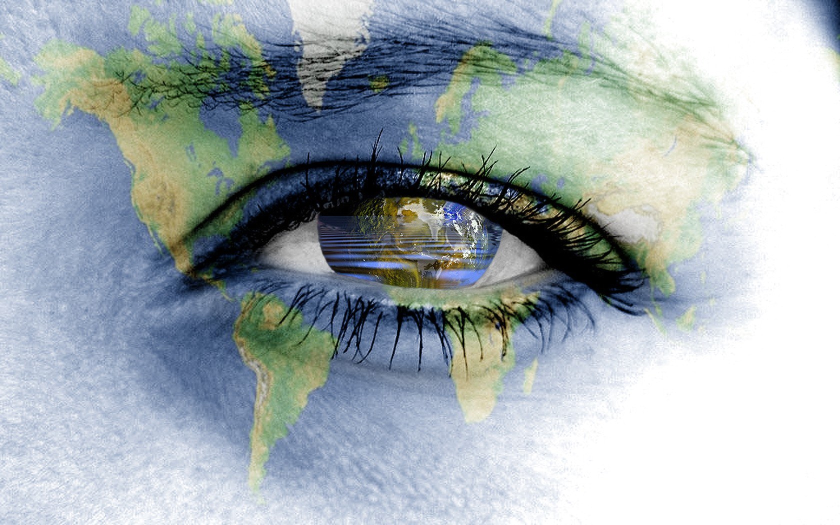 eye with world map