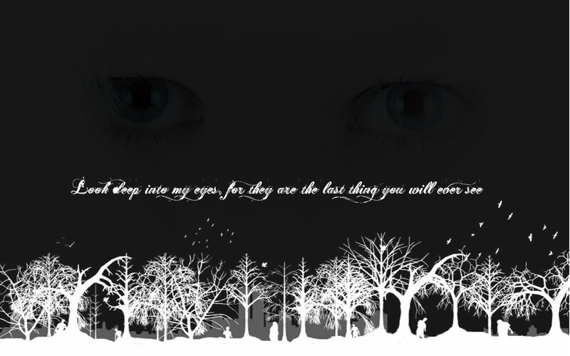 eyes and forest silhouette