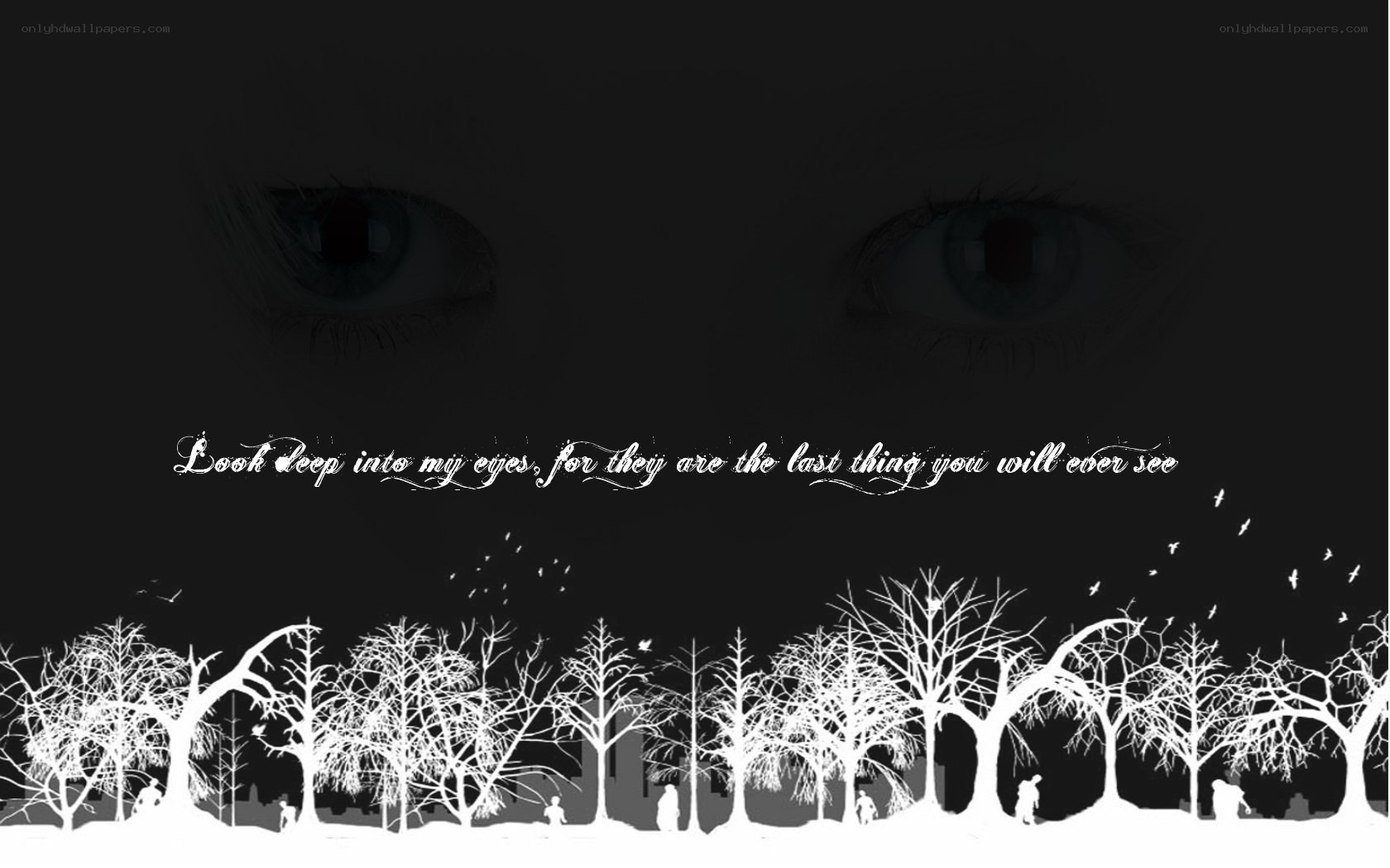 eyes and forest silhouette