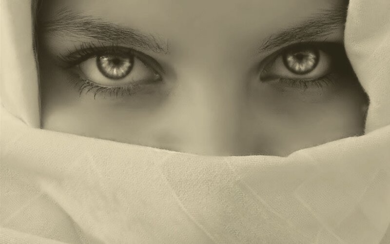 eyes behind a veil