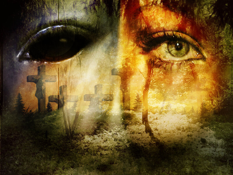 Eyes in Forest Scene