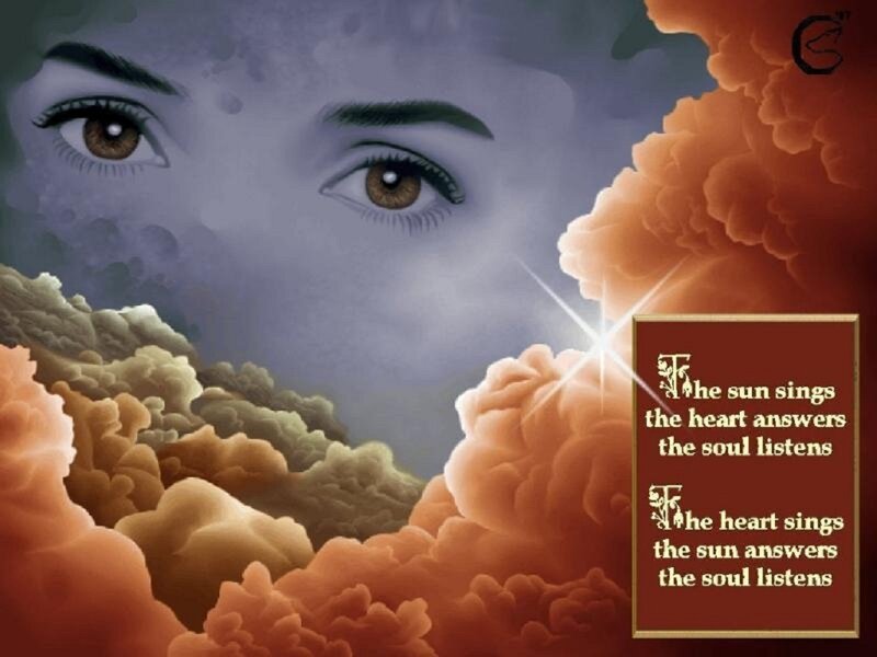 Eyes in the sky with poetic text
