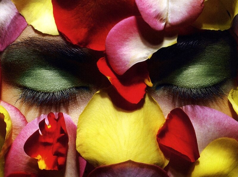 eyes with flower petals