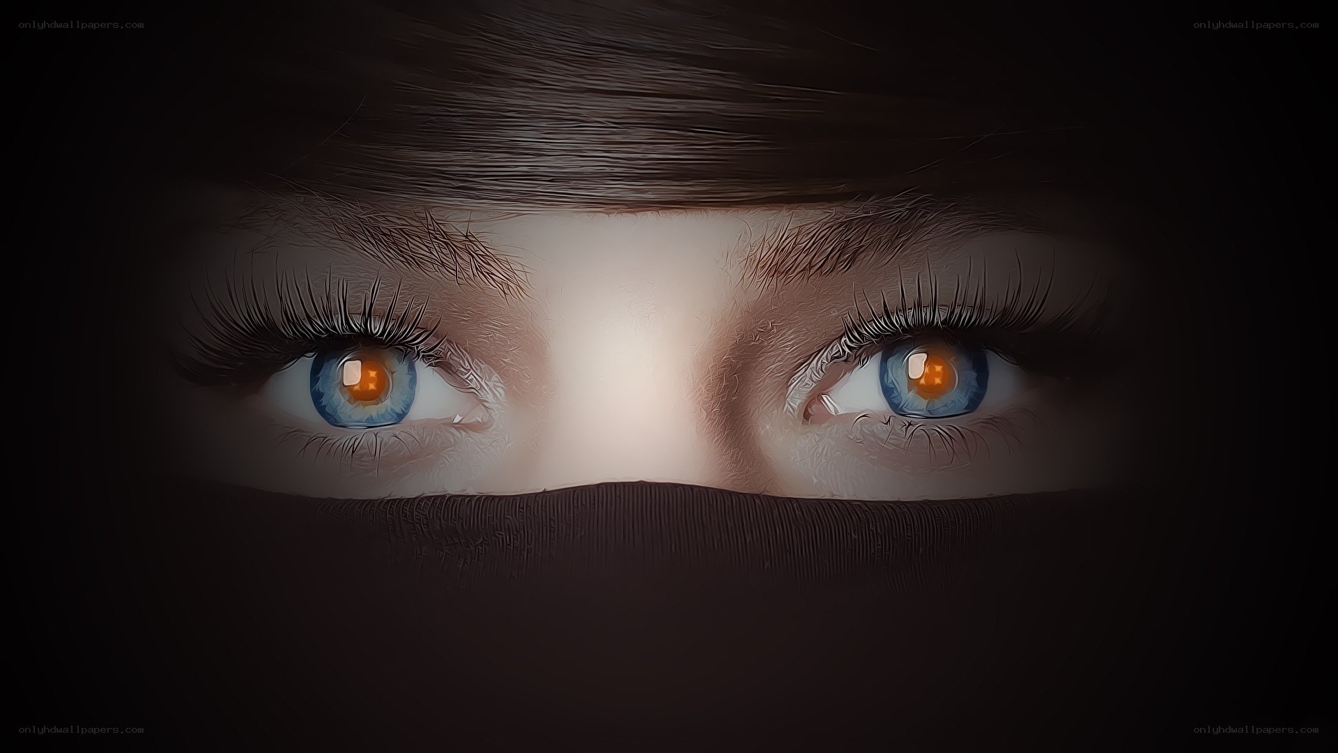 eyes with glowing pupils