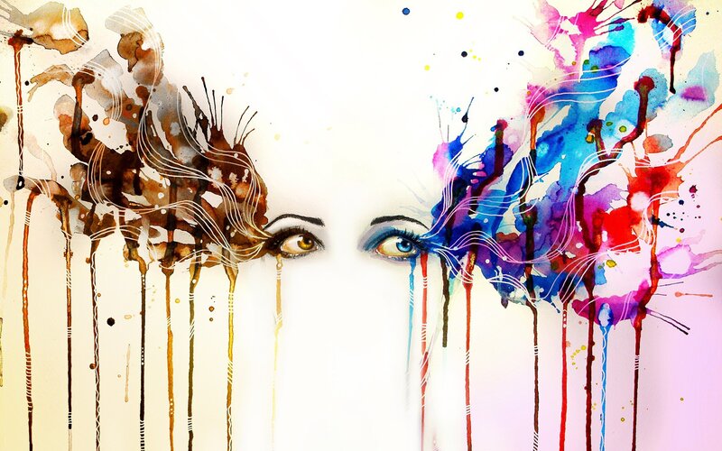 Eyes with Paint Splatters — Blue