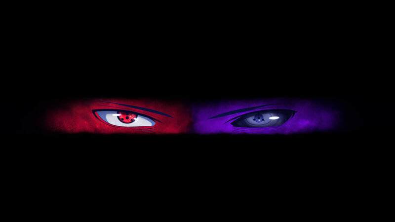 Eyes with Red and Purple Glow