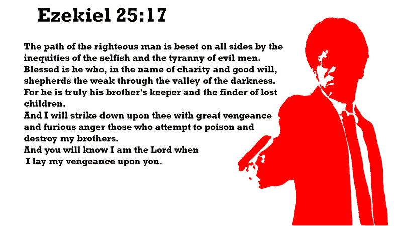 Ezekiel 25:17 quote with silhouette