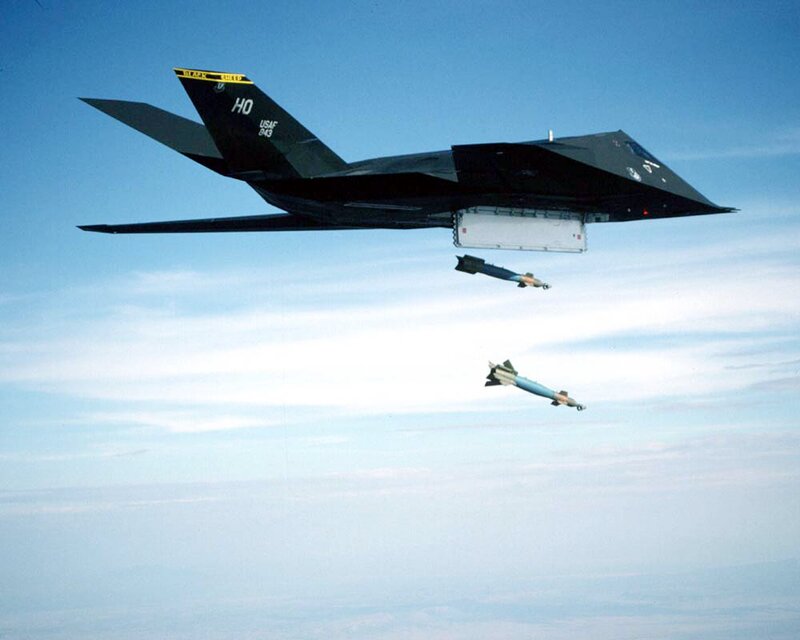 F-117 Nighthawk dropping bombs