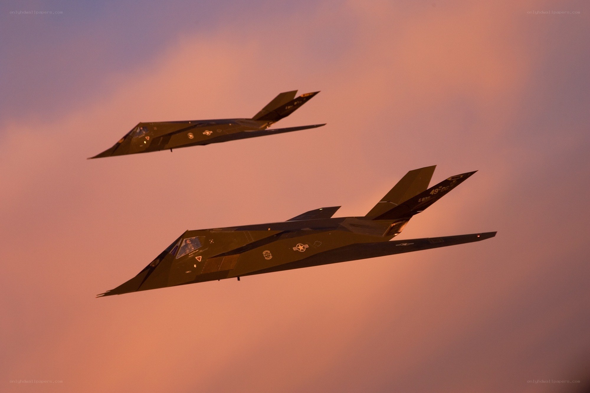 F-117 Nighthawk jets in flight