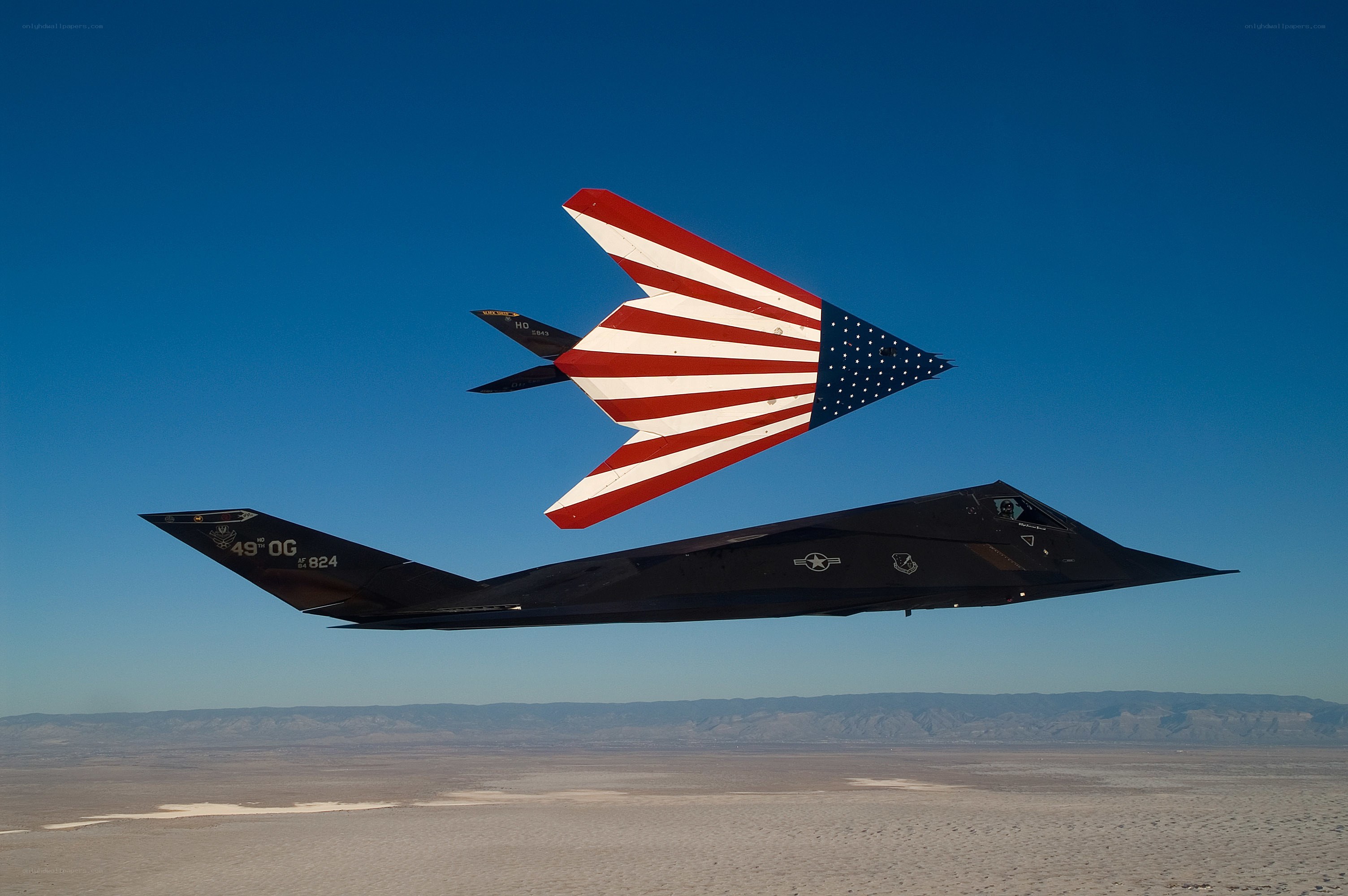 F-117 Nighthawk with American flag