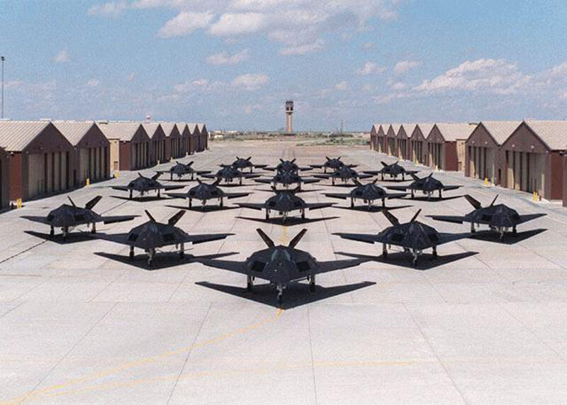 F-117 stealth fighters on tarmac