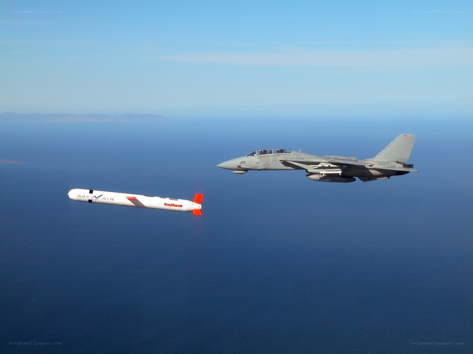 F-14 jet launching missile