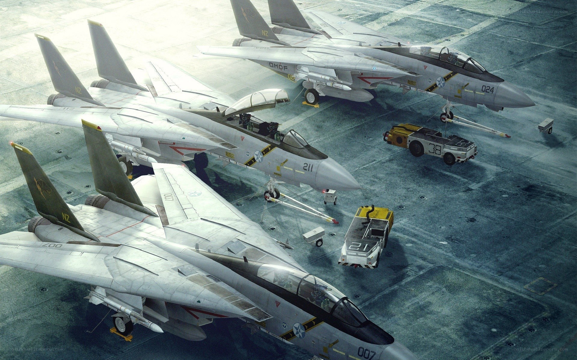 F-14 Tomcat fighter jets on deck