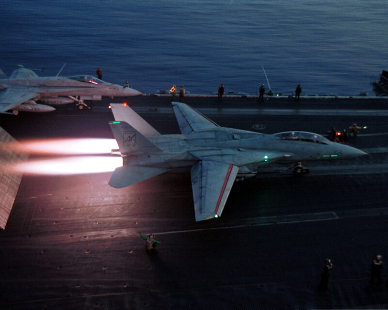 F-14 Tomcat launching from aircraft carrier