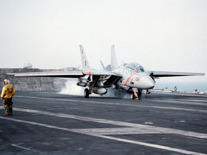 F-14 Tomcat on aircraft carrier