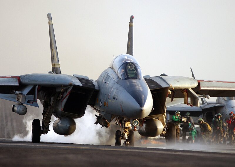 F-14 Tomcat on aircraft carrier