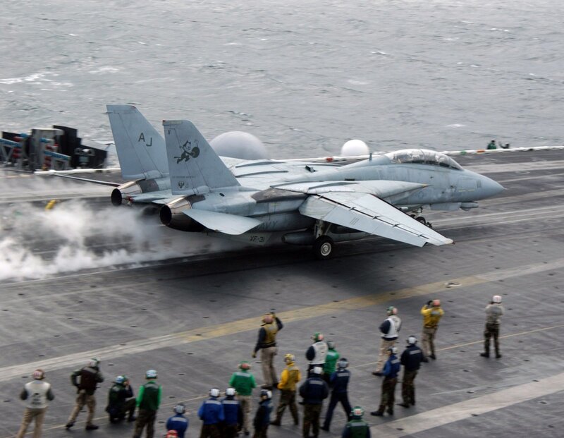 F-14 Tomcat on aircraft carrier