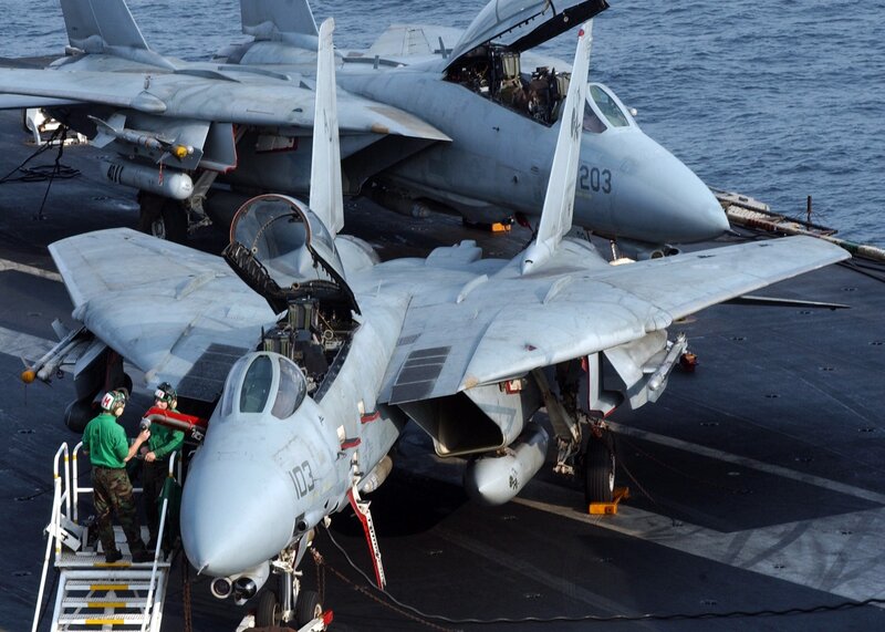 F-14 Tomcat on aircraft carrier