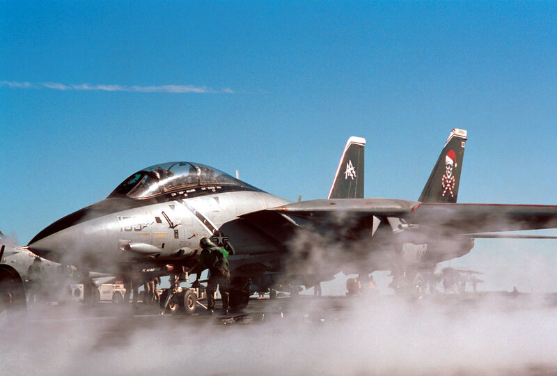 F-14 Tomcat on aircraft carrier