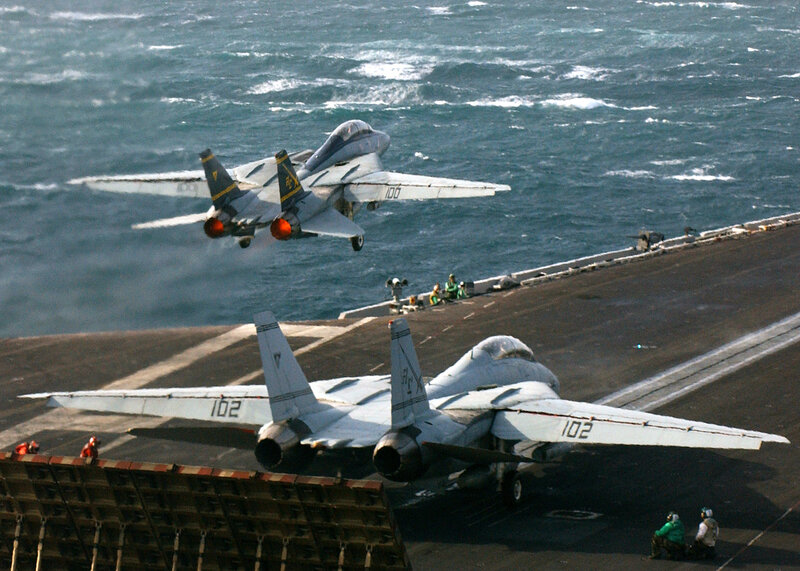 F-14 Tomcat on aircraft carrier